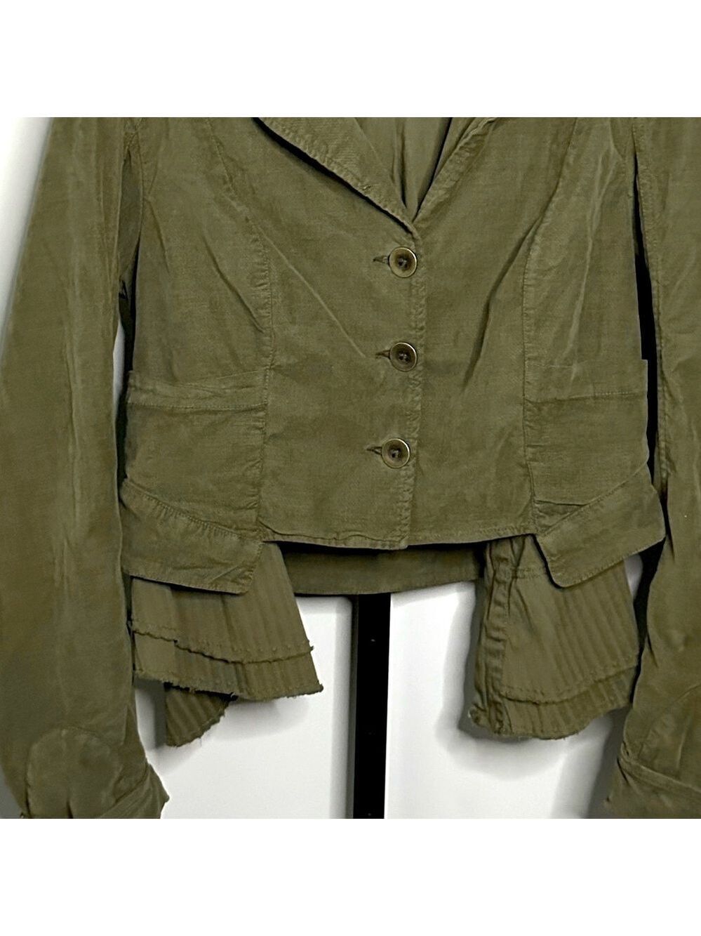 Free People Army Green Corduroy Heritage Jacket with Vest Size M-like new - Picture 11 of 15